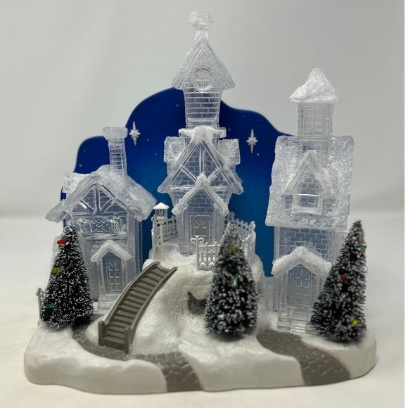 Dazzling Lighted Village Frosted Snowcap Church Steeples‎ Battery Operated - Picture 1 of 10